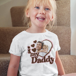 Camiseta De Bebé Amo A Mi Papá Hija Foto Marrón Rosa