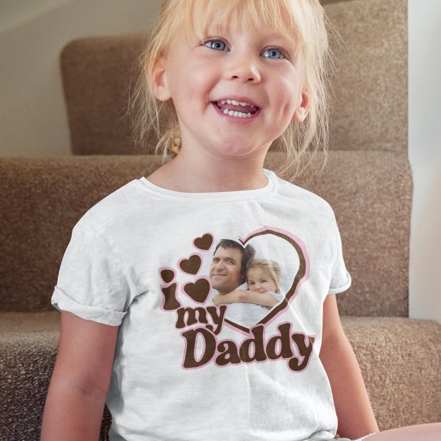 Camiseta De Bebé Amo A Mi Papá Hija Foto Marrón Rosa (Subido por el creador)