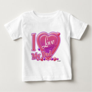 Camiseta De Bebé Amo a mi papá rosa/morado - corazón