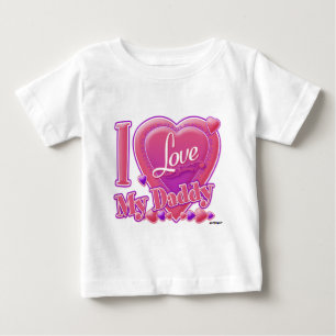 Camiseta De Bebé Amo a mi papá rosa/morado - corazón