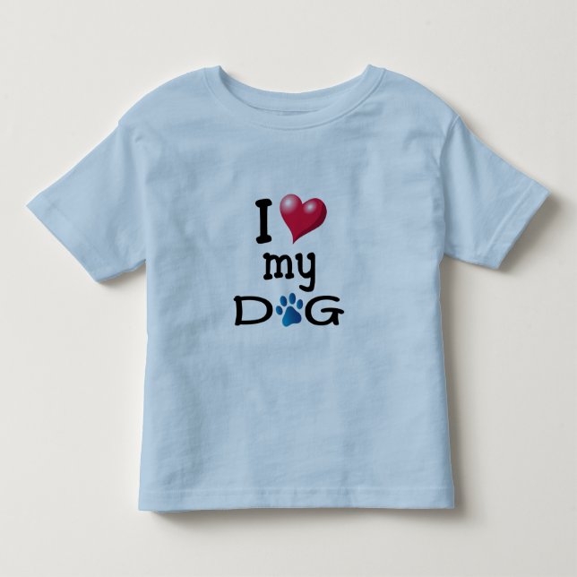 Camiseta De Bebé Amo a mi perro Blue Paw (Anverso)