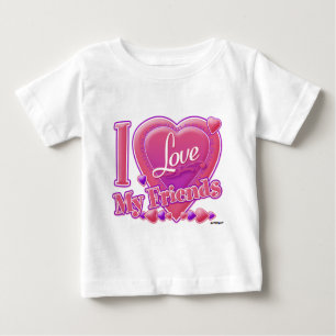 Camiseta De Bebé Amo a mis amigos rosados/púrpura - corazón