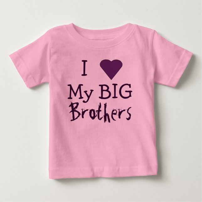 Camiseta De Bebé AMO A Mis Hermanos Grandes. (Anverso)
