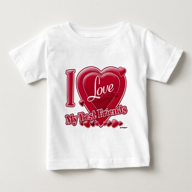 Camiseta De Bebé Amo a mis mejores amigos rojos - corazón (Anverso)