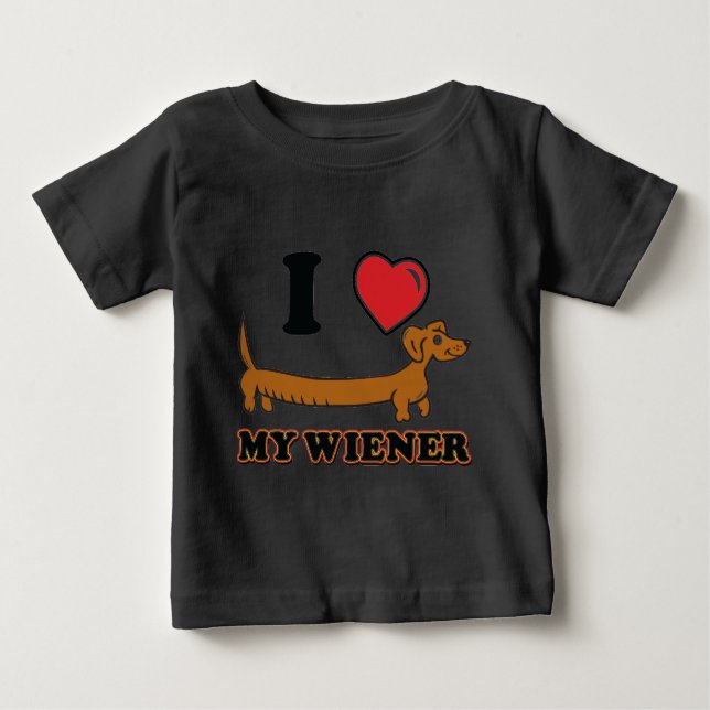Camiseta De Bebé Amo a My Weiner - Doxie (Anverso)