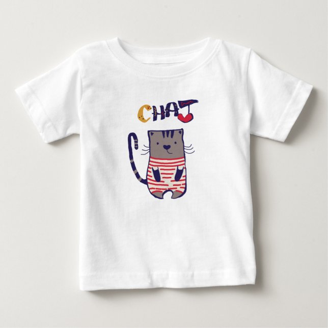 Camiseta De Bebé Amo al gato (Anverso)
