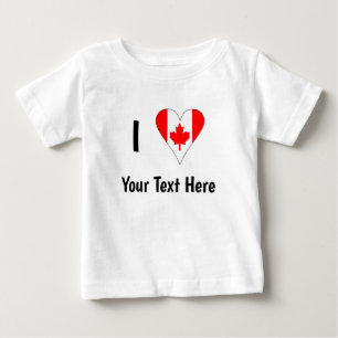 Camiseta De Bebé Amo (Bandera del Corazón de Canadá) Tu Texto Negro