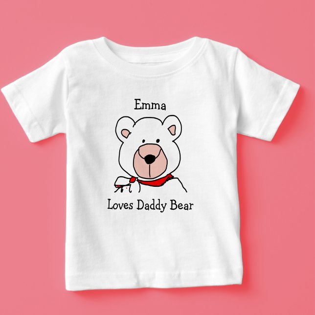 Camiseta De Bebé Amo blanco y negro lindo oso papá (Subido por el creador)