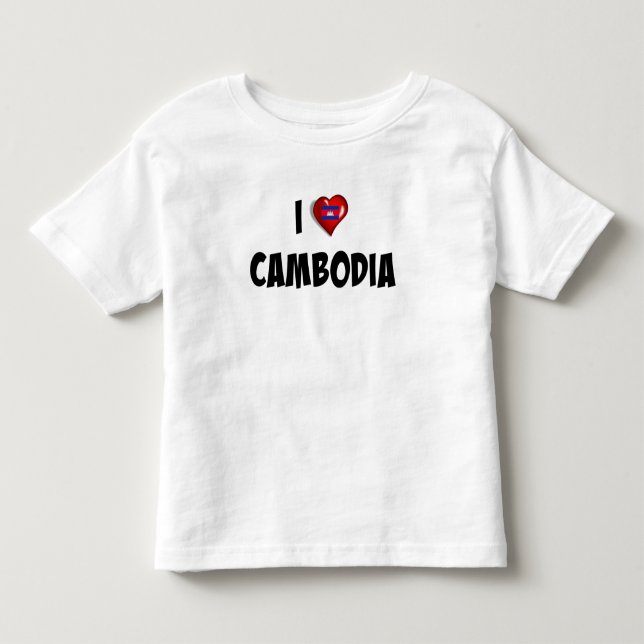Camiseta De Bebé Amo Camboya, bandera de Camboya (Anverso)