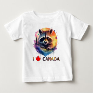 Camiseta De Bebé Amo Canadá, mapache,