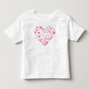 Camiseta De Bebé Amo corazones de Ava en rosa