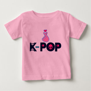 Camiseta De Bebé ♥ Amo el adorable Dedo Corazón al estilo coreano K