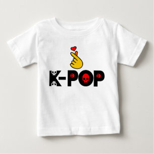 Camiseta De Bebé ♥ Amo el adorable Dedo Corazón al estilo coreano K