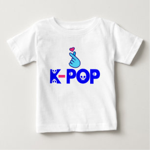 Camiseta De Bebé ♥ Amo el adorable Dedo Corazón al estilo coreano K
