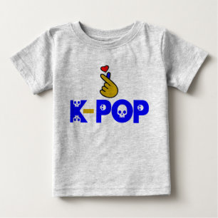 Camiseta De Bebé ♥ Amo el adorable Dedo Corazón al estilo coreano K