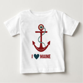 Camiseta De Bebé Amo el ancla del rojo de Maine