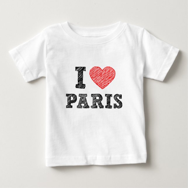 Camiseta De Bebé Amo el bosquejo de París (Anverso)