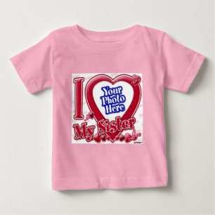 Camiseta De Bebé Amo el corazón rojo de mi hermana - foto