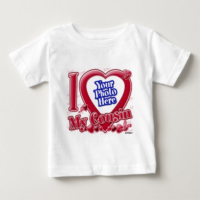 Camiseta De Bebé Amo el corazón rojo de mi primo - foto (Anverso)