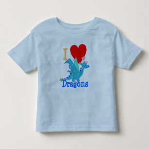 Camiseta De Bebé Amo el dibujo animado azul del dragón de los