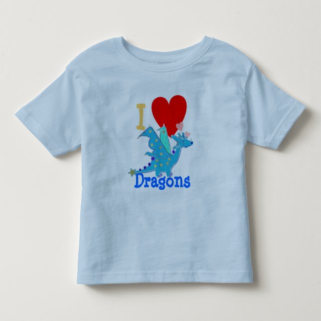 Camiseta De Bebé Amo el dibujo animado azul del dragón de los (Anverso)