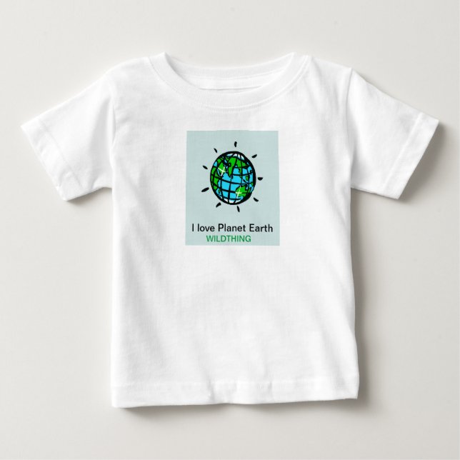 Camiseta De Bebé Amo el Planeta Tierra - Lo salvaje - Conservación  (Anverso)