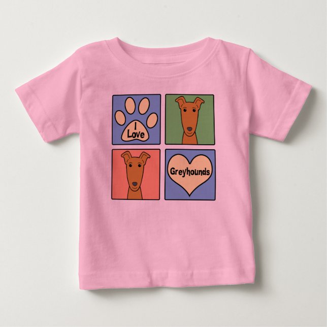 Camiseta De Bebé Amo galgos (Anverso)