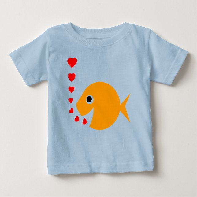 Camiseta De Bebé Amo gracioso a los niños Personalizados de peces d (Anverso)