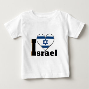 Camiseta De Bebé Amo Israel - con la bandera grande del corazón de