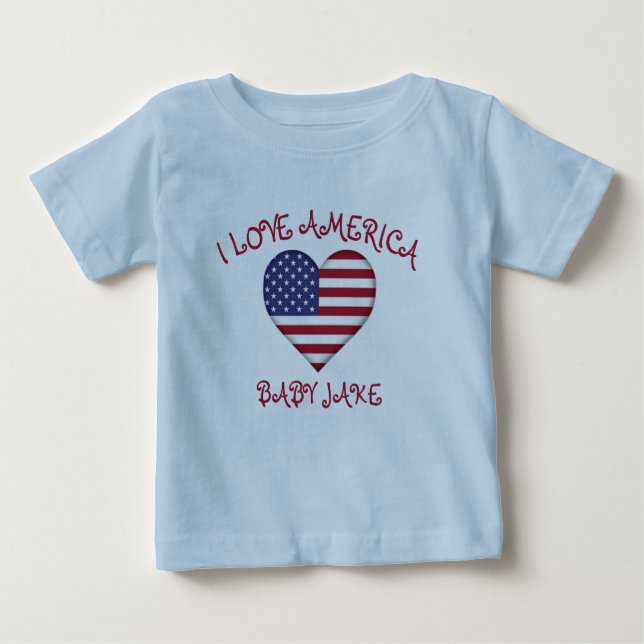Camiseta De Bebé Amo la bandera de Estados Unidos agrega nombre de  (Anverso)