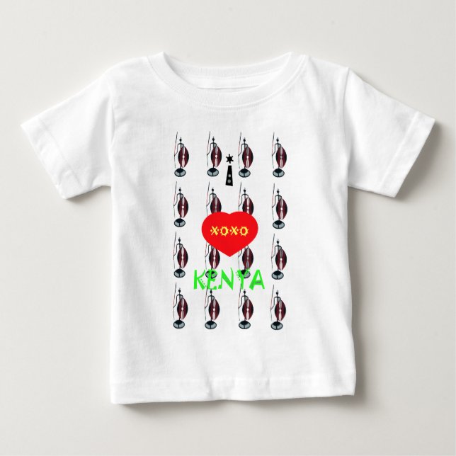 Camiseta De Bebé Amo la impresión de arte de los masái de Kenia (Anverso)
