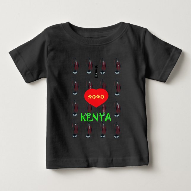 Camiseta De Bebé Amo la impresión de arte de los masái de Kenia (Anverso)