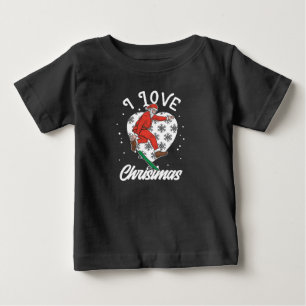 Camiseta De Bebé Amo La Navidad Snowboarding Papá Noel Divertido