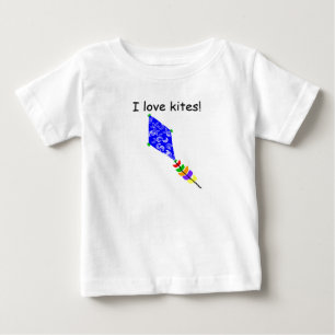 Camiseta De Bebé Amo las cometas Luna creciente cometa azul blanco
