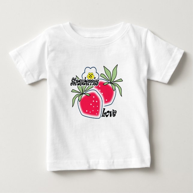 Camiseta De Bebé Amo las fresas. (Anverso)