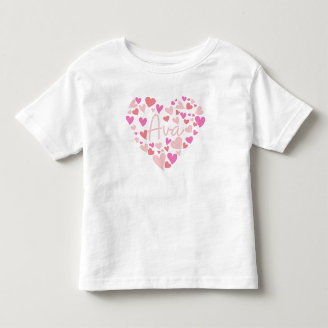 Camiseta De Bebé Amo los corazones de Ava en rosa (Anverso)