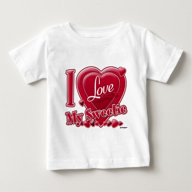 Camiseta De Bebé Amo mi dulce rojo - corazón (Anverso)