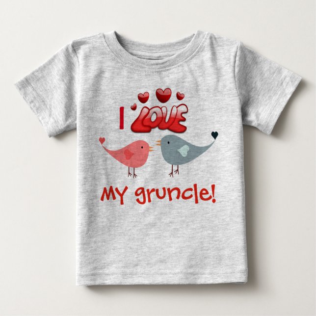 Camiseta De Bebé "Amo mi gruncle!"  con los lovebirds (Anverso)