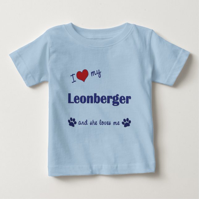 Camiseta De Bebé Amo mi Leonberger (el perro femenino) (Anverso)