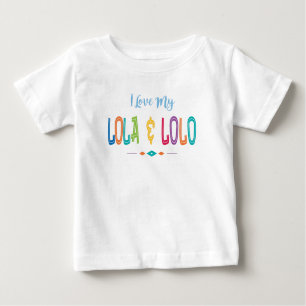 Camiseta De Bebé Amo mi Lola y fuentes multicoloras de Lolo