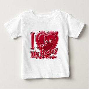Camiseta De Bebé Amo mi miel roja - corazón