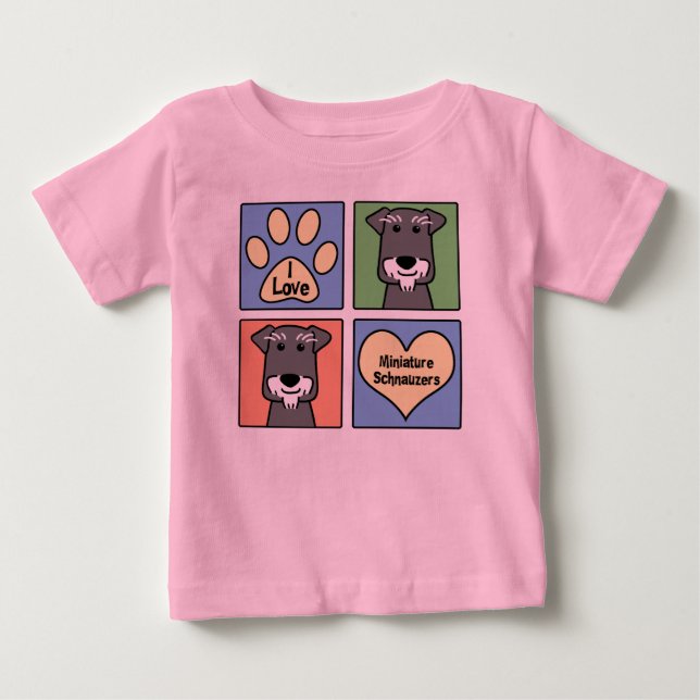 Camiseta De Bebé Amo mi Schnauzer miniatura (Anverso)
