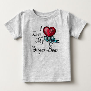 Camiseta De Bebé Amo Mi Sugar Oso Corazón Lollipop