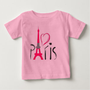 Camiseta De Bebé Amo rosa París