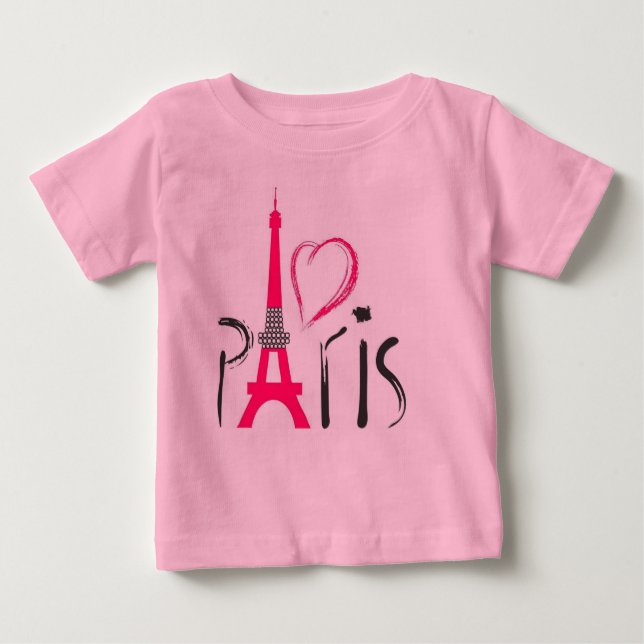 Camiseta De Bebé Amo rosa París (Anverso)