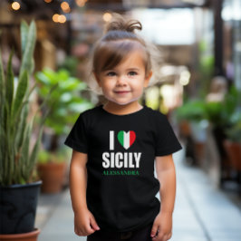 Camiseta De Bebé Amo Sicilia Bandera Italiana Corazón Toddler Tee S