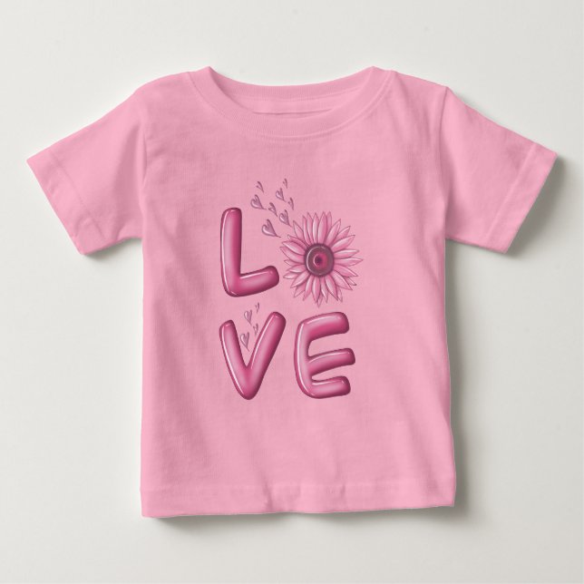 Camiseta De Bebé Amo Sunflower Rosa (Anverso)