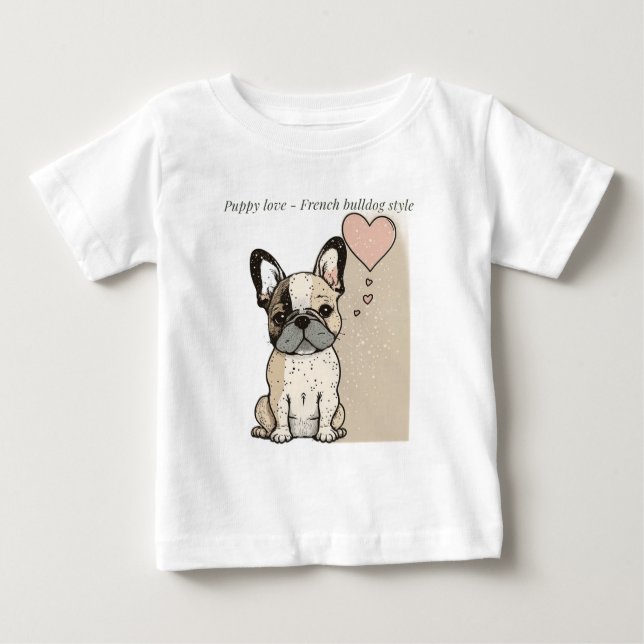 Camiseta De Bebé Amor al cachorro - estilo bulldog francés (Anverso)