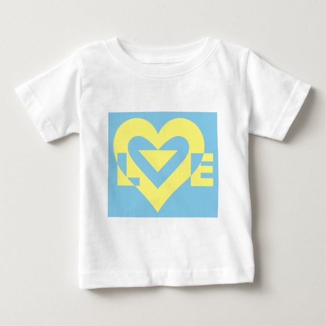 Camiseta De Bebé Amor Amarillo en azul (Anverso)