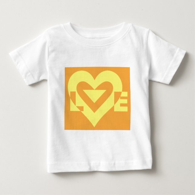 Camiseta De Bebé Amor Amarillo en Naranja (Anverso)